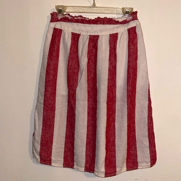 🌹A.N.A. Striped red & White Tie Belt Midi SKIRT - Picture 3 of 3